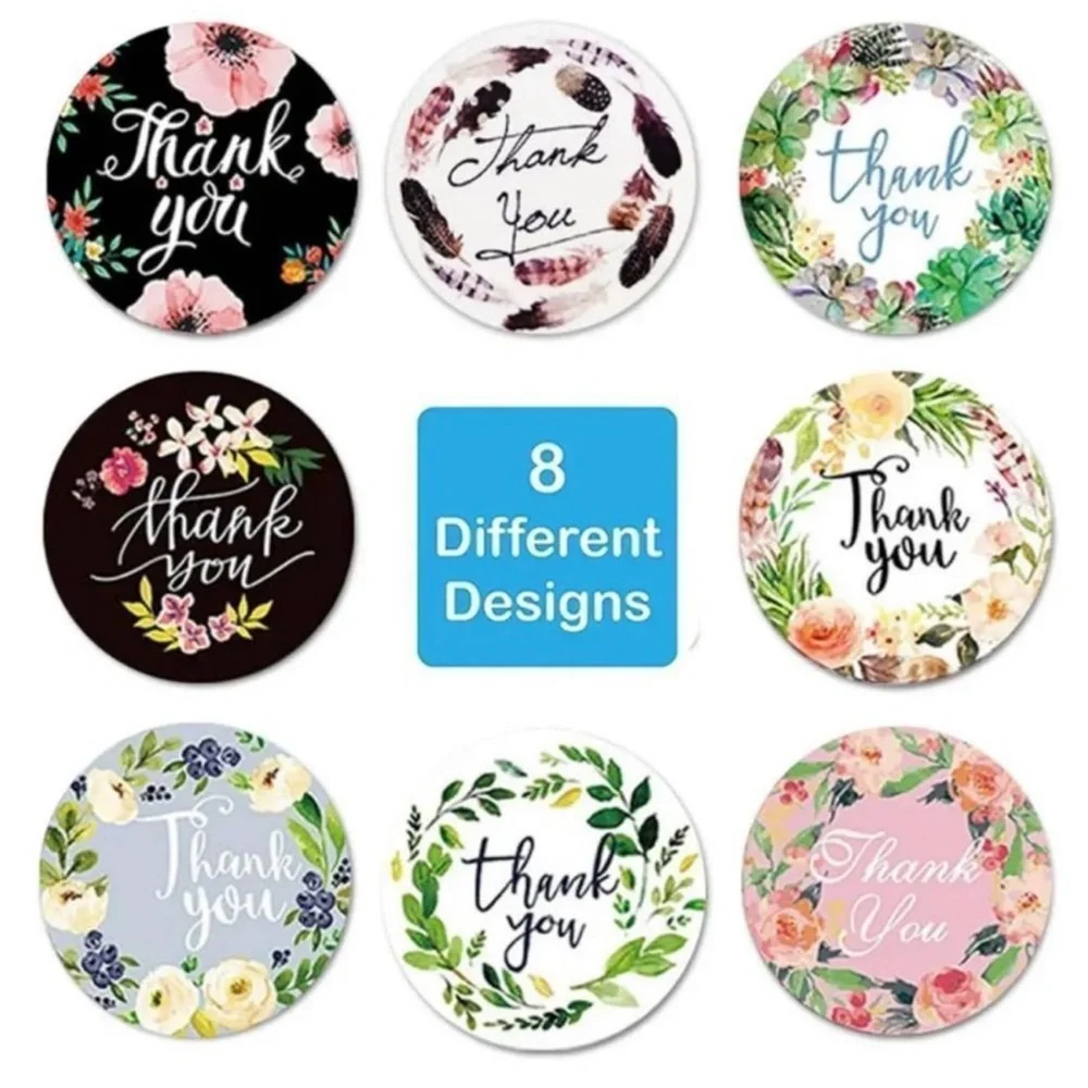 THANK YOU 🌸FLORAL🌸 500pcs ROUND STICKER ROLL 🌟NWT🌟 - Picture 3 of 8